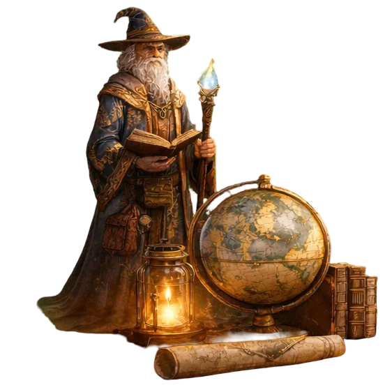 man with globe